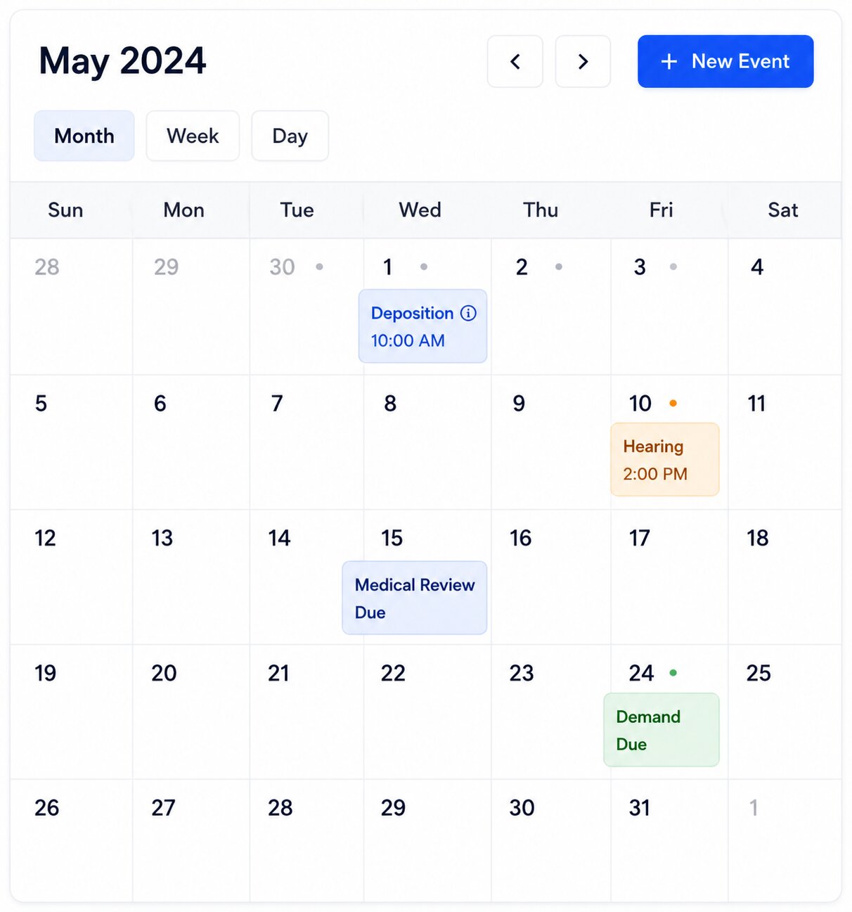 calendar and deadlines